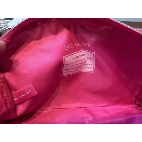 ESTEE LAUDER MAKEUP BAG Pink & Gold Zippered 10” x 5” New - Picture 5 of 5